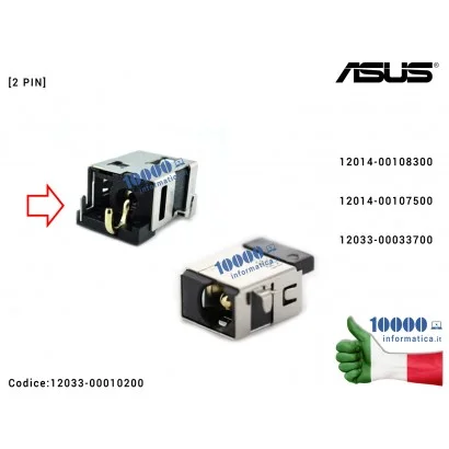 12033-00010200 Connettore DC Power Jack ASUS [2 PIN] F555L X555LA X555LB X555LD X555LF X555LJ X555LN X555UB X555UQ X555DG X55...