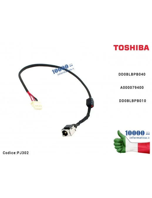 PJ302 Connettore di Alimentazione DC Power Jack PJ302 TOSHIBA Satellite T130 T135 L655 L750 L750D L755 L755D DD0BLBPB040 A000...