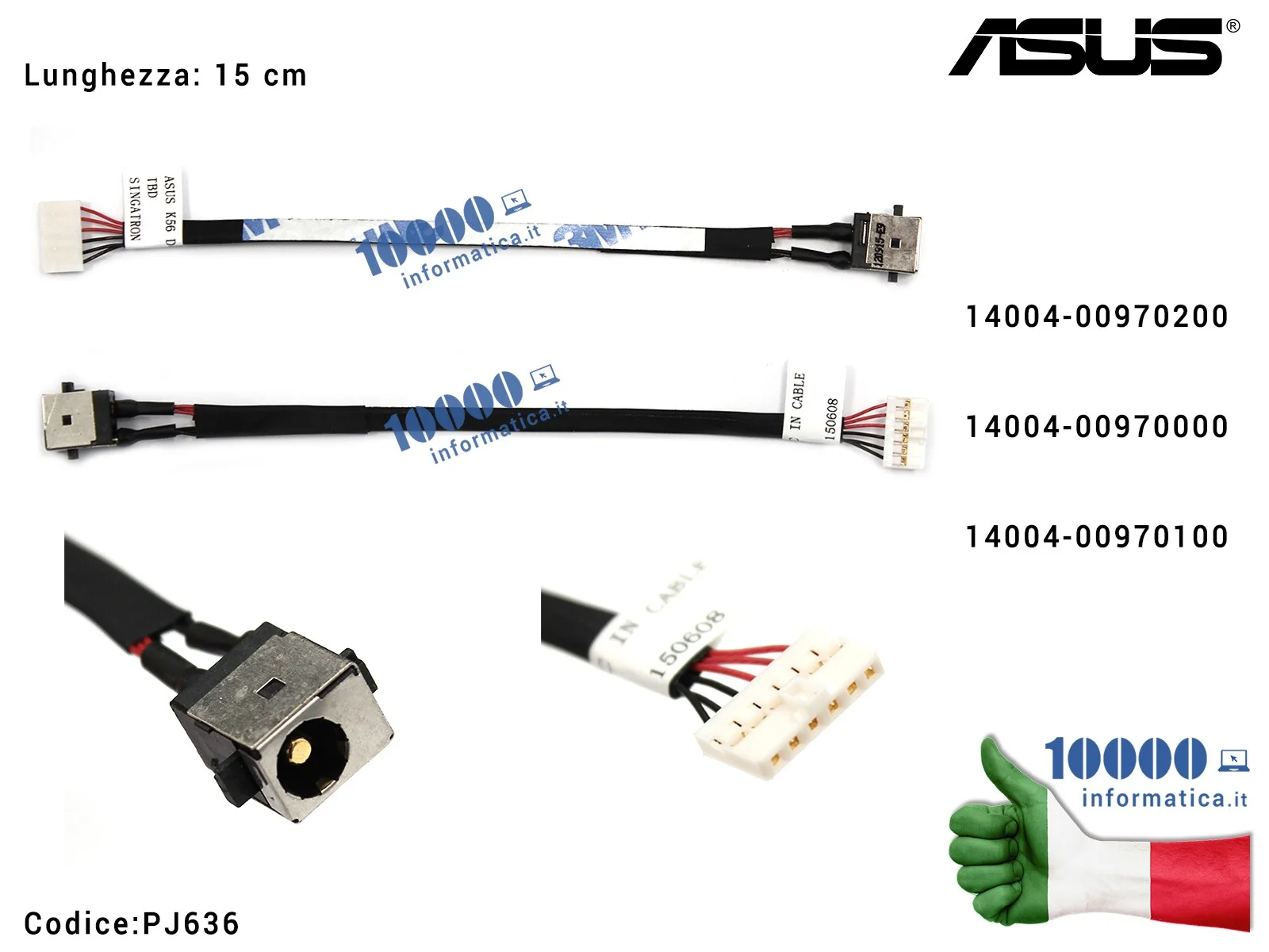 PJ636 Connettore DC Power Jack PJ636 ASUS N56 N56VM K56 K56C K56CA K56CM S56C S56CA X550C X550CA X550CC S550C S550CA S550CM K...
