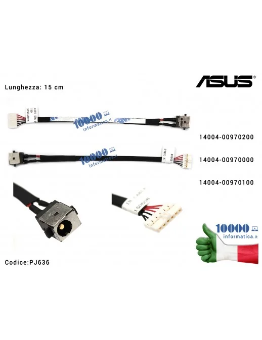 PJ636 Connettore DC Power Jack PJ636 ASUS N56 N56VM K56 K56C K56CA K56CM S56C S56CA X550C X550CA X550CC S550C S550CA S550CM K...
