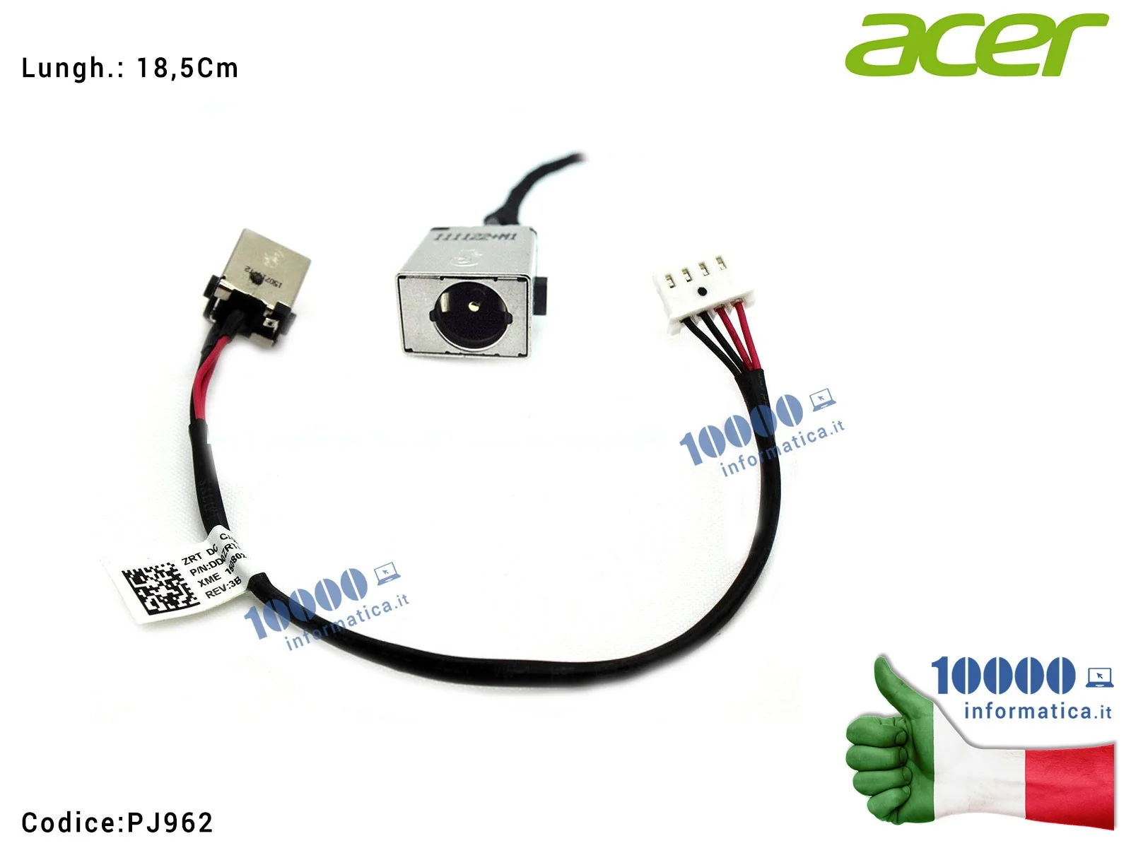 50.MVHN7.002 Connettore DC Power Jack PJ962 ACER Extensa 2511 2520 Aspire E5-522 E5-532 E5-552 E5-573 V3-574 Travelmate P257-...