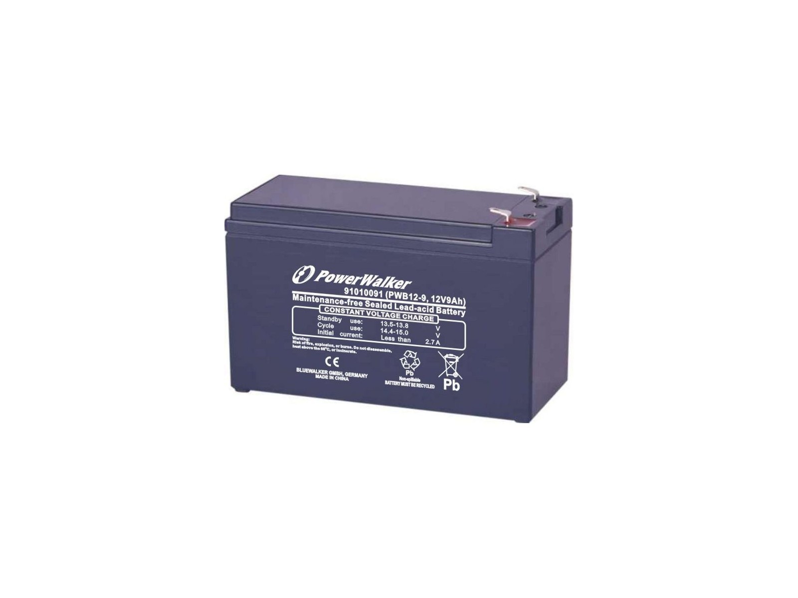 91010091 91010091 PowerWalker 9Ah, Lead Acid, 12V