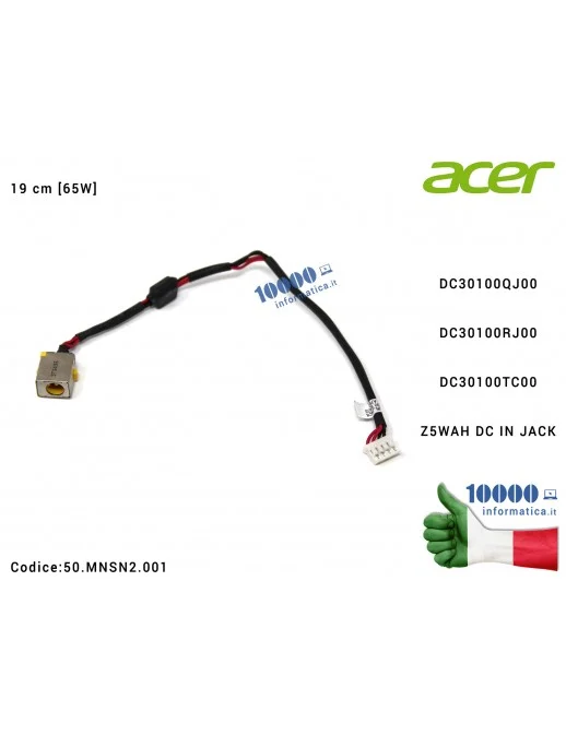 50.MNSN2.001 Connettore di Alimentazione DC Power Jack [65W] ACER Aspire E5-571 E5-511P V3-572 V3-532 E5-521 E5-551 E5-531 E5...