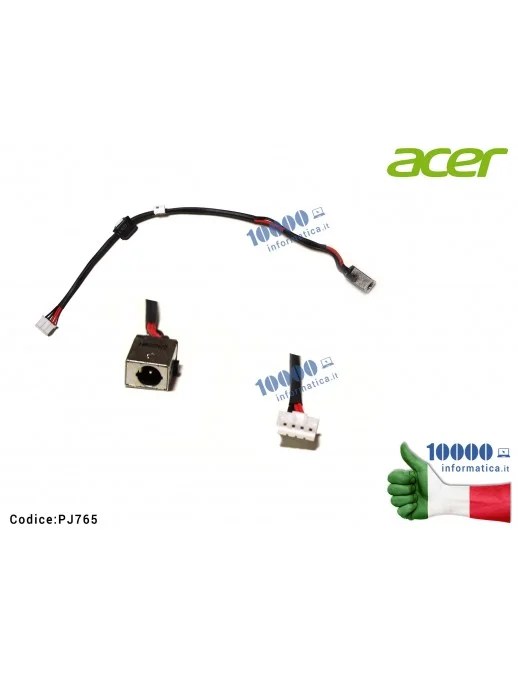PJ765 Connettore di Alimentazione DC Power Jack PJ765 ACER Aspire E1-532 E1-572 E1-572P E1-572G P255-M P255-MP TE69HW