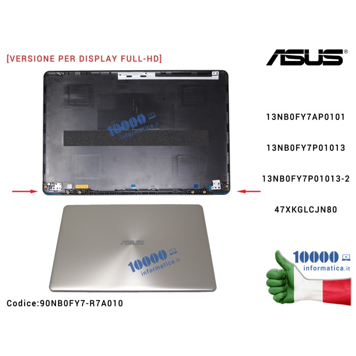 Cover LCD [Versione Full-HD] ASUS VivoBook X510 S510 (ICICLE GOLD) S510U S510UA S510UN S501UR X510U X510UA X510UN X510UR F510U F