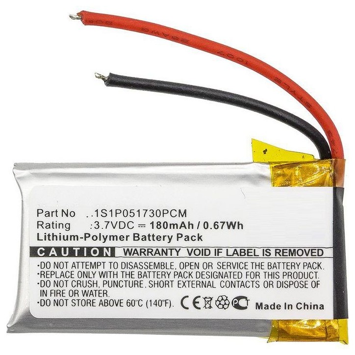 MBXWHS-BA032 CoreParts Battery for Wireless Headset 0.6Wh Li-Pol 3.7V 180mAh Black, for Gn GN9330, Netcom 9330 1S1P051730PCM