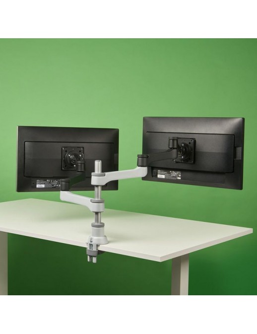 RGOVLZE4TWSI RGOVLZE4TWSI R-Go Tools R-Go Zepher 4 C2, Circular Dual Monitor Arm, Desk Mount, Adjustable, 0-8 kg, Black-Silve...