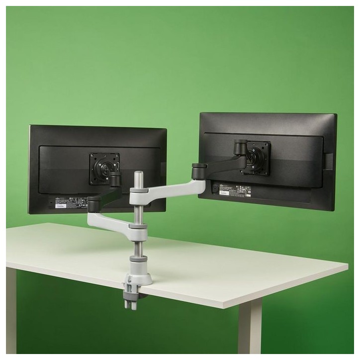 RGOVLZE4TWSI R-Go Tools R-Go Zepher 4 C2, Circular Dual Monitor Arm, Desk Mount, Adjustable, 0-8 kg, Black-Silver, Low Carbon Fo