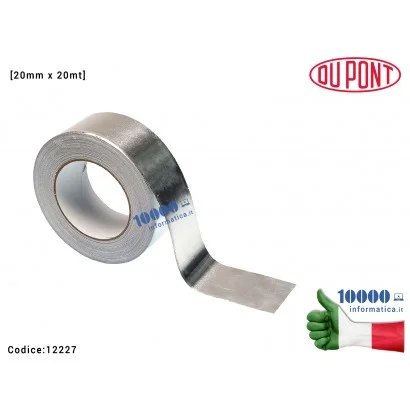 12227 Nastro Adesivo Conduttivo di Alluminio Stagnola Riflessivo Resistente [20mm x 20mt] Alte Temperature Polyimide Tape Pro...