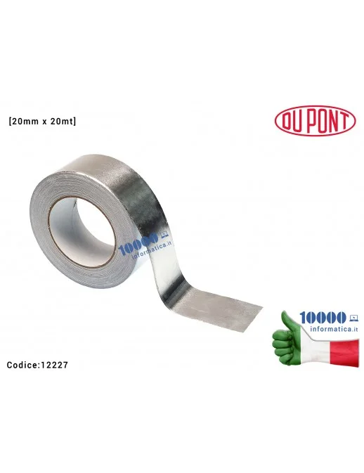 12227 Nastro Adesivo Conduttivo di Alluminio Stagnola Riflessivo Resistente [20mm x 20mt] Alte Temperature Polyimide Tape Pro...