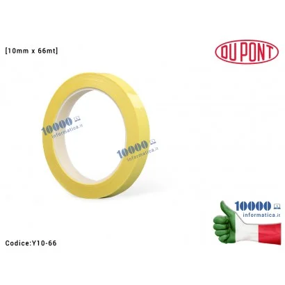 Y10-66 Nastro Adesivo Isolante GIALLO 1 cm [10mm x 66mt] Alte Temperature Mylar Tape Protezione Scheda Madre Notebook Smartph...