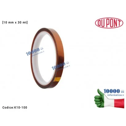 12991 Nastro Adesivo Kapton [10mm x 30mt] Alte Temperature Polymide Tape Protezione Scheda Madre Notebook Smartphone Tablet B...