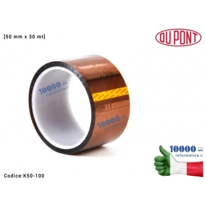 12989 Nastro Adesivo Kapton [50mm x 30mt] Alte Temperature Polyimide Tape Protezione Scheda Madre Notebook Smartphone Tablet ...