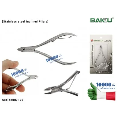 BK-108 Pinza Tronchesina da Taglio in Acciaio Inox BAKU BK-108 Tronchese Stainless steel Inclined Pliers Elettrical Cutter Wi...