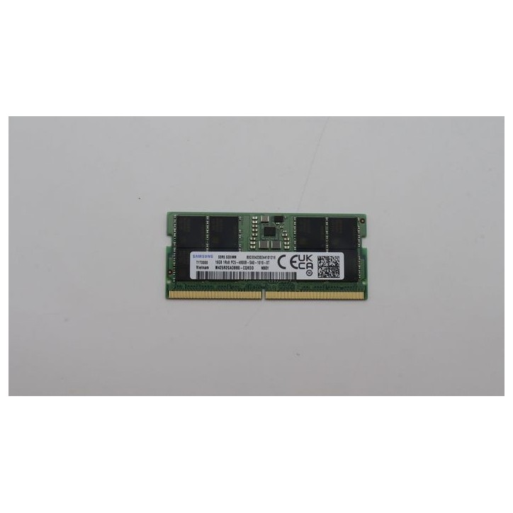 5M30Z71702 Lenovo DDR5 SODIMM memory module, 16GB capacity, 4800MHz speed, non-ECC, unbuffered, single rank design for laptops. 