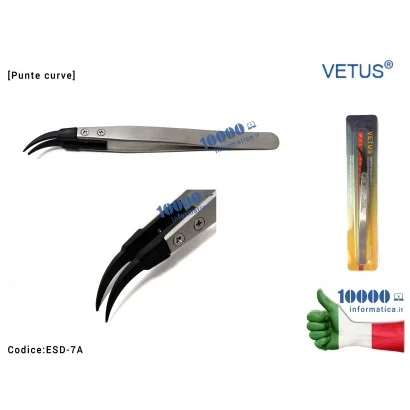 ESD-7A Pinzetta di Precisione VETUS ESD-7A [Punte Curve Resistente Al Calore Intercambiabili] Acciaio Stainless Steel Highly ...