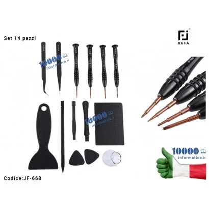 JF-668 Cacciaviti di Precisione JIAFA JF-668 [Set 14 pezzi] Esagonali Torx mini Stella Kit Atrezzi per Riparazione Cellulari ...