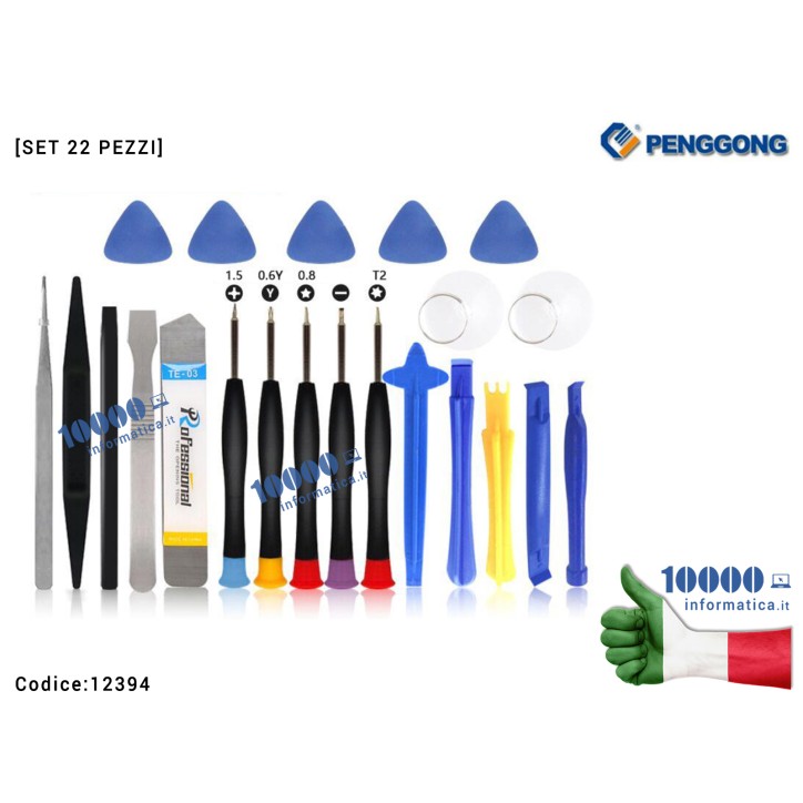 Set 22 pezzi Kit Attrezzi Per Riparazione Cellulare Smartphone Apple iPhone Samsung Xiaomi strumenti fai da te Precision Screwdr