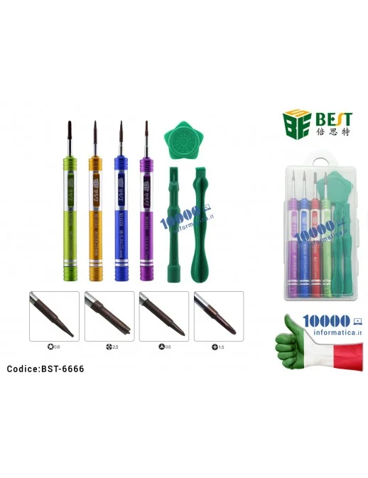BST-6666 Cacciaviti di Precisione BEST 6666 [Set 7 pezzi] Esagonali Torx mini Stella Kit Atrezzi per Riparazione Cellulari fa...