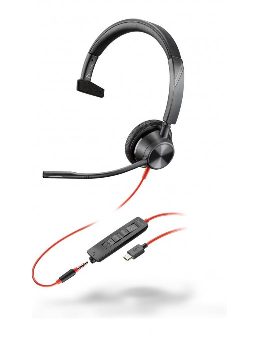 8X217AA 8X217AA HP Blackwire 3315 Monaural USB-C Headset +3.5mm Plug +USB-C/A Adapter 213937-101