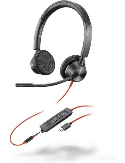 8X222AA 8X222AA HP Blackwire 3325 Stereo Microsoft Teams Certified USB-C Headset +3.5mm Plug +USB-C/A Adapter 214017-101