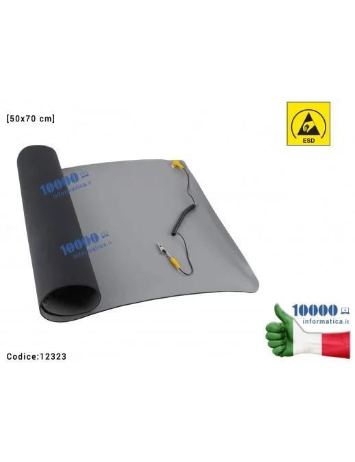 12323 Tappetino Antistatico [50 X 70 cm] (GRIGIO) Tappeto ESD professionale laboratorio di informatica per banco di lavoro, r...
