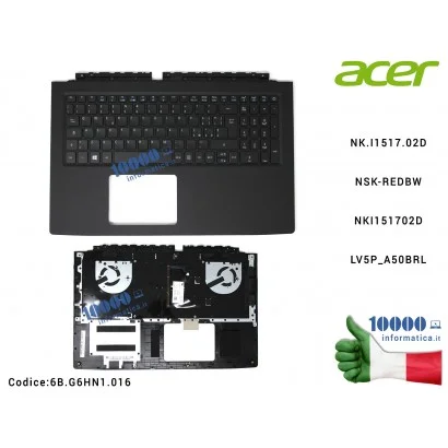 6B.G6HN1.016 Tastiera Italiana Completa di Top Case Superiore ACER Aspire V15 Nitro VN7-592G [NERA] [LIGHT BAR RETROILLUMINAT...