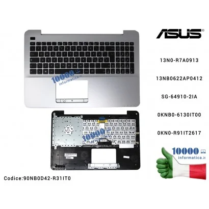 90NB0D42-R31IT0 Tastiera Italiana Completa di Top Case Superiore ASUS F555QG X555QG [SILVER] 13N0-R7A0913 13NB0622AP0412 SG-6...