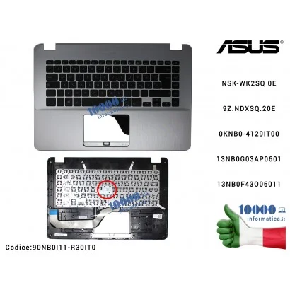 90NB0I11-R30IT0 Tastiera Italiana Completa di Top Case Superiore ASUS VivoBook 15 X505 (STAR GREY) X505Z X505ZA F505 F505Z F5...