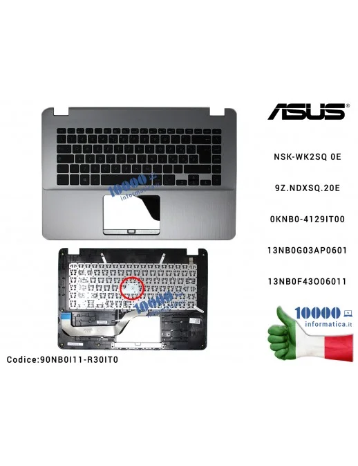 90NB0I11-R30IT0 Tastiera Italiana Completa di Top Case Superiore ASUS VivoBook 15 X505 (STAR GREY) X505Z X505ZA F505 F505Z F5...