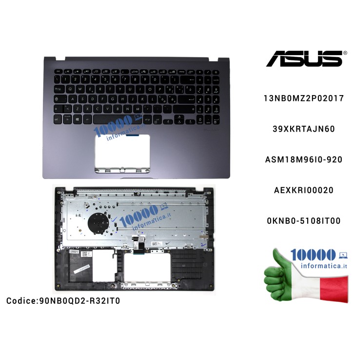 Tastiera Italiana Completa di Top Case Superiore ASUS VivoBook 15 X509 (Slate Grey) X509JA X509D X509DA X509F X509FA X509FB X509