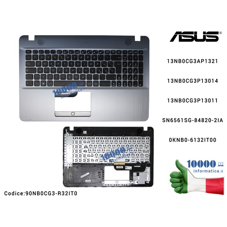 Tastiera Italiana Completa di Top Case Superiore ASUS VivoBook Max F541 X541 [Silver Gradient] F541N F541NA F541S F541SC F541U F