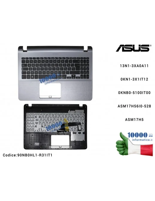 90NB0HL1-R31IT1 Tastiera Italiana Completa di Top Case Superiore ASUS VivoBook X507 (Star Grey) X507M X507MA X507U X507UA X50...