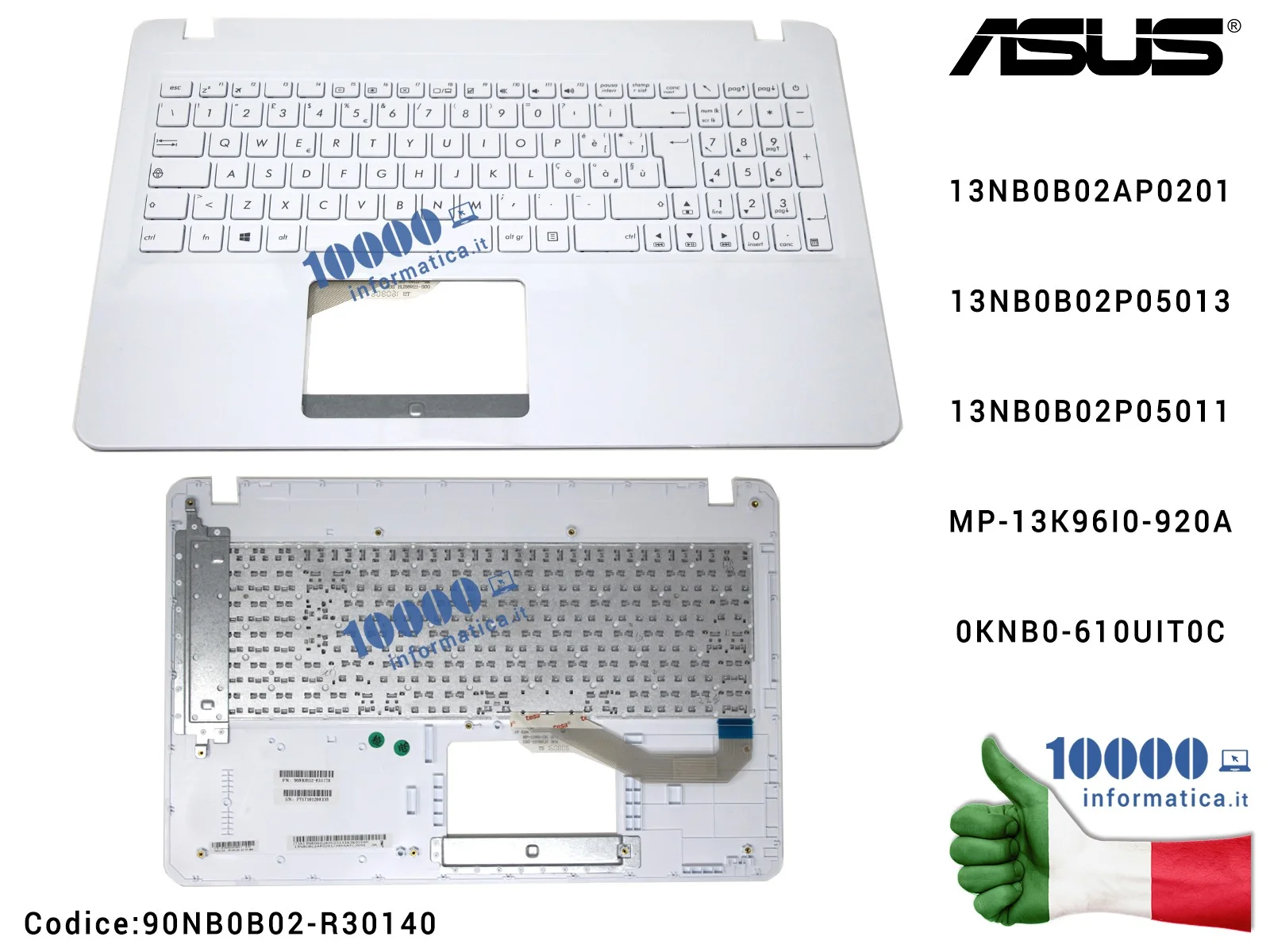 90NB0B02-R30140 Tastiera Italiana Completa di Top Case Superiore ASUS VivoBook X540 (White) X540L X540LA F540 F540L F540LA X5...