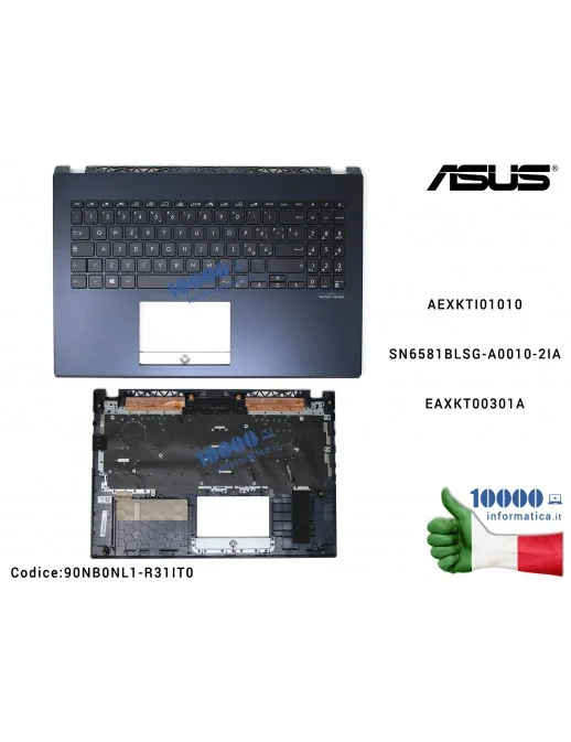 90NB0NL1-R31IT0 Tastiera Retroilluminata Italiana Completa di Top Case Superiore ASUS F571 X571 (Star Black) X571G X571GD X57...