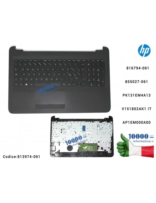 813974-061 Tastiera Italiana Completa di Top Case Superiore Palmrest HP 15-AC [NERO] 15-AF 15-AY 15-BA 250 G4 255 G4 256 G4 2...
