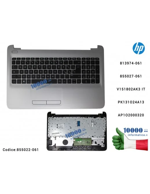 855022-061 Tastiera Italiana Completa di Top Case Superiore Palmrest HP 15-AC [SILVER] 15-AF 15-AY 15-BA 250 G4 255 G4 256 G4...