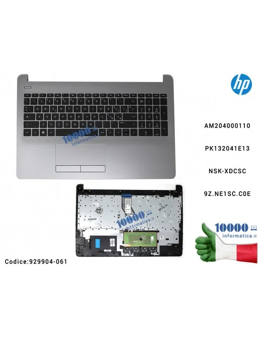 929904-061 Tastiera Italiana Completa di Top Case Superiore Palmrest [Asteroid Silver] HP Pavilion 15-BR 15-BS 15-BW 250 G6 2...