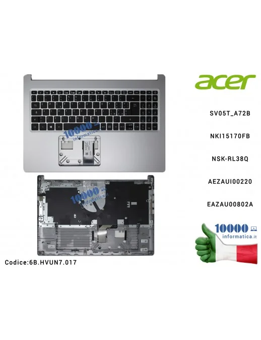6B.HVUN7.017 Tastiera Italiana Completa di Top Case Superiore [SILVER] ACER Aspire A315-23 A315-23G SV05T_A72B NKI15170FB NSK...