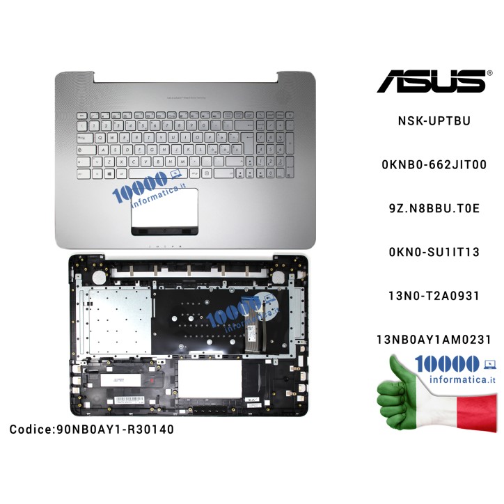 Tastiera Italiana Retroilluminata Completa di Top Case Superiore ASUS VivoBook Pro N752 N752V N752VX NSK-UPTBU 0KNB0-662JIT00 9Z Tastiera Italiana Retroilluminata Completa di Top Case Superiore ASUS VivoBook Pro N752 N752V N752VX NSK-UPTBU 0KNB0-662JIT00 9Z