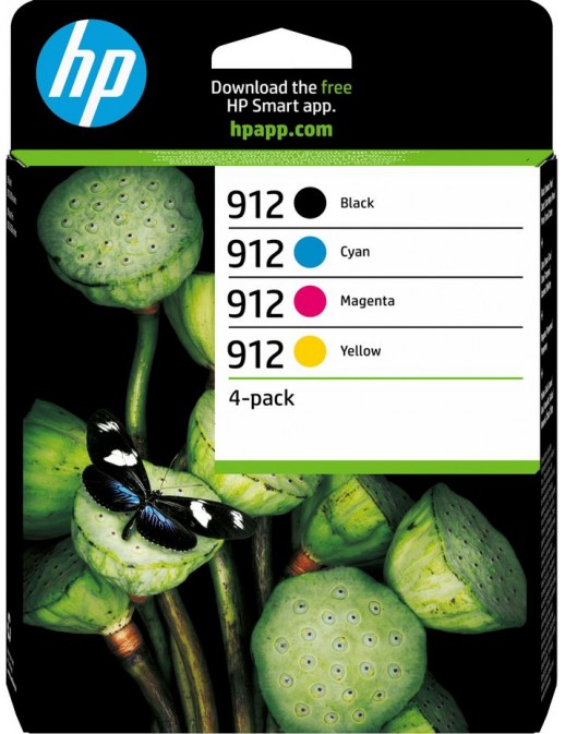6ZC74AE 6ZC74AE HP 912 4-pack Black/Cyan/Magenta/Yellow Original Ink Cartridges