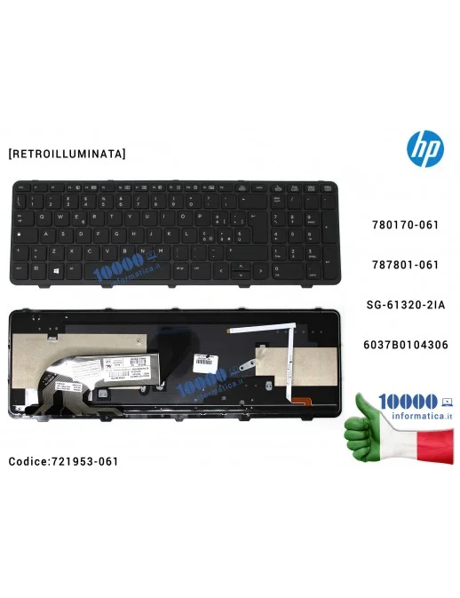 721953-061 Tastiera Italiana Retroilluminata HP ProBook 450 G0 450 455 G1 450 455 G2 470 G2 (NERA) 780170-061 787801-061 SG-6...