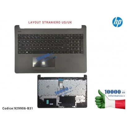 929906-B31 Tastiera Straniera Completa di Top Case Superiore Palmrest [Dark Ash Silver] HP Pavilion 15-BR 15-BS 15-BW 250 G6 ...