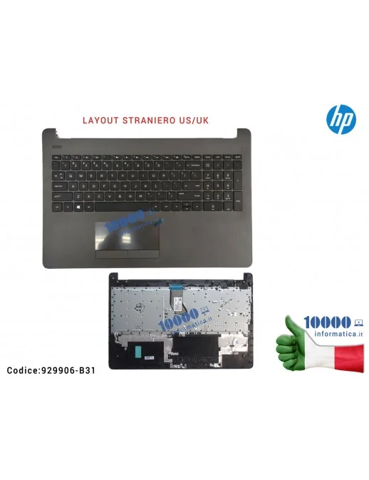 929906-B31 Tastiera Straniera Completa di Top Case Superiore Palmrest [Dark Ash Silver] HP Pavilion 15-BR 15-BS 15-BW 250 G6 ...