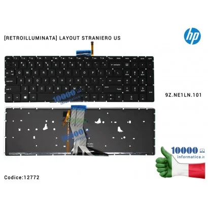 12772 Tastiera Straniera Retroilluminata (NERA) HP Pavilion 15-BR 15-BS 15-BW 250 G6 255 G6 TPN-C129 TPN-C130 17G-BR 15-CC [A...