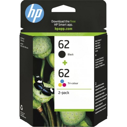 N9J71AE N9J71AE HP 62 2-pack Black/Tri-color Original Ink Cartridges 1037306