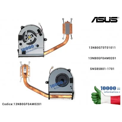 13NB0GF0AM0201 Ventola di Raffreddamento Fan CPU + Dissipatore Heatsink ASUS VivoBook S410U S410UA X411UA X411U A411 F411 K41...