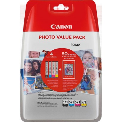 0386C007 0386C007 Canon CLI-571 C/M/Y/BK photo value multi-pack with security ship 2448526