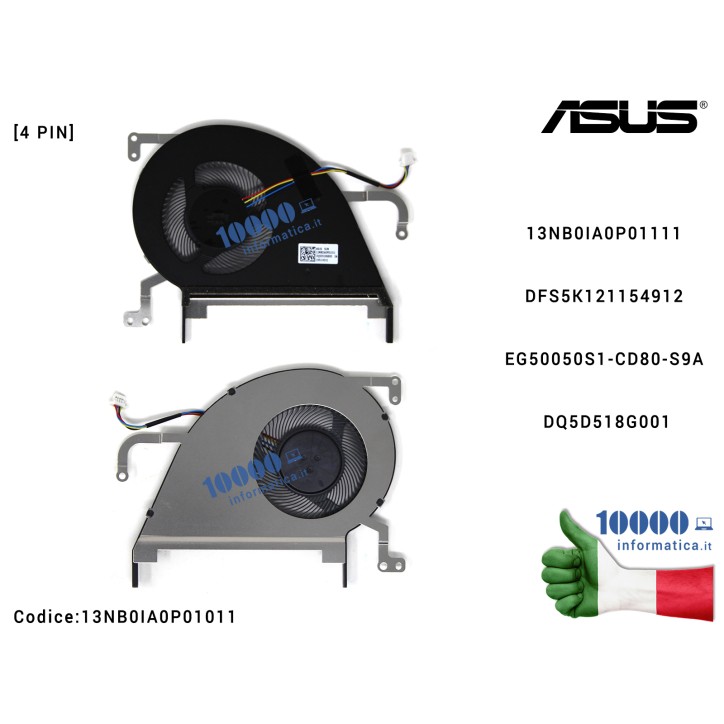 Ventola di Raffreddamento Fan CPU ASUS VivoBook S15 X530 X530U X530UN X530UA X530UF X420 V530 S530 K530 13NB0IA0P01111 DFS5K1211 Ventola di Raffreddamento Fan CPU ASUS VivoBook S15 X530 X530U X530UN X530UA X530UF X420 V530 S530 K530 13NB0IA0P01111 DFS5K1211