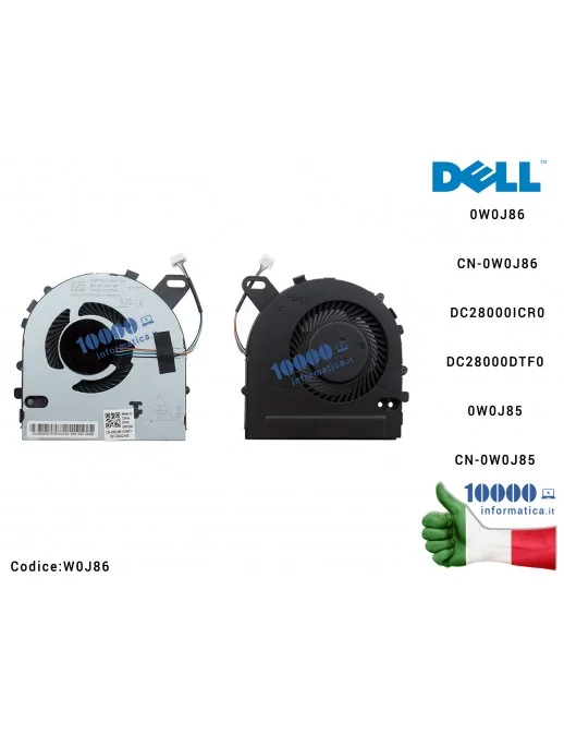 W0J86 Ventola di Raffreddamento Fan CPU DELL Inspiron 15 (7560) 15-7560 Vostro 5468 5568 DC28000ICR0 0W0J86 CN-0W0J86 0W0J85 ...